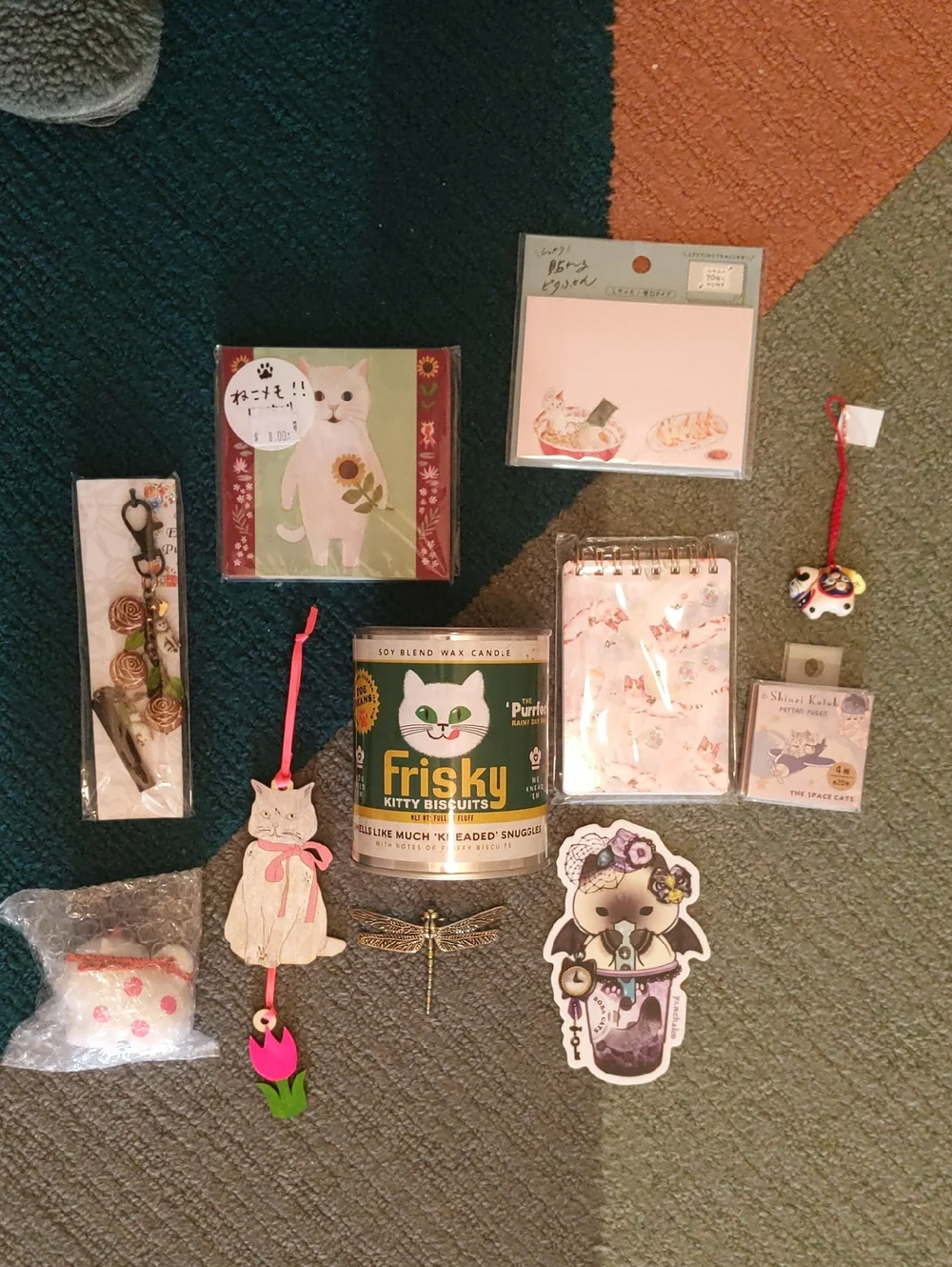 Lot Of CATS: Cat Candle, Japanese Cat Stationery, Keychains And Hanging Ornament